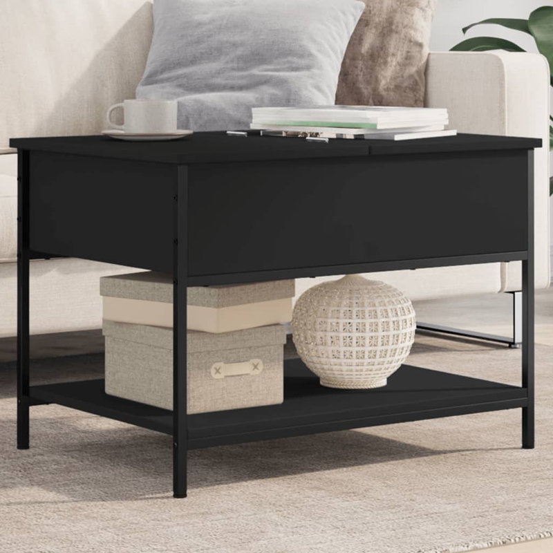 Aceton Four Leg Coffee Table with Storage, Black