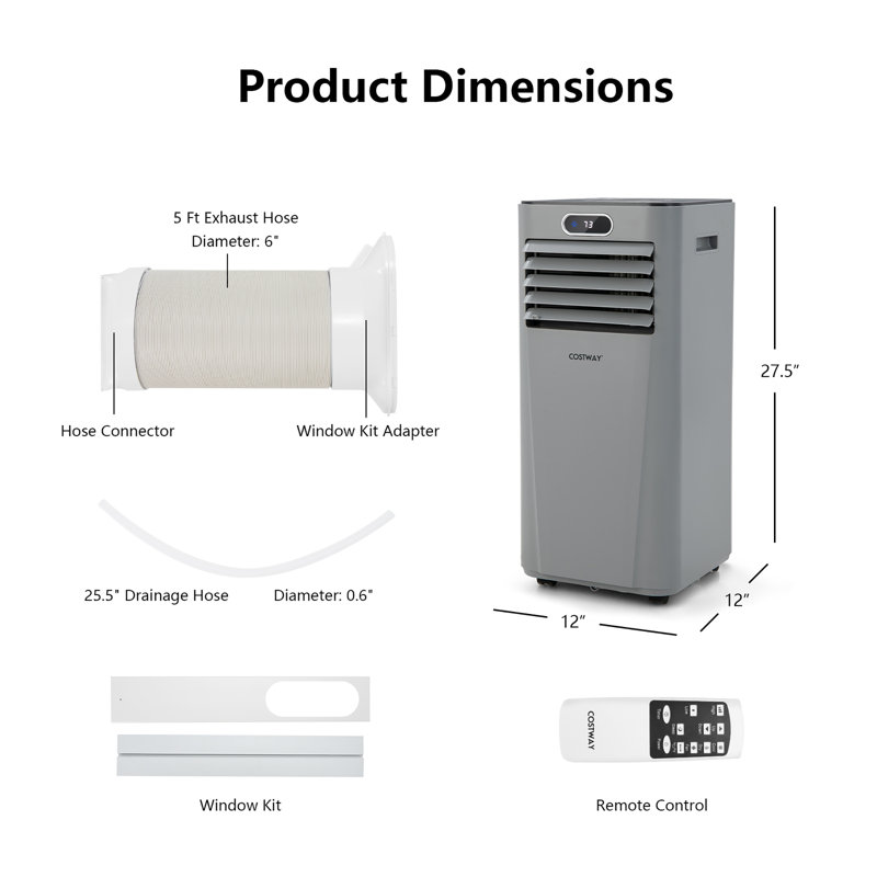 Costway 8000 BTU Portable Air Conditioner for 230 Square Feet with