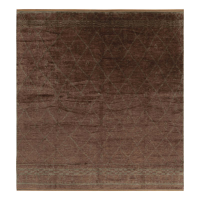 Moroccan Hand Knotted Wool Geometric Area Rug in Browne