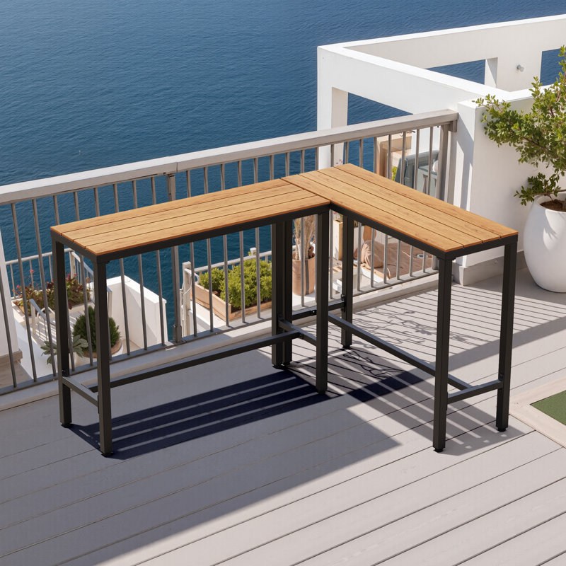 Arboleya Rectangular Metal Outdoor Bar Table, 37.09" H x 58.58" W x 42.91" D, Brown