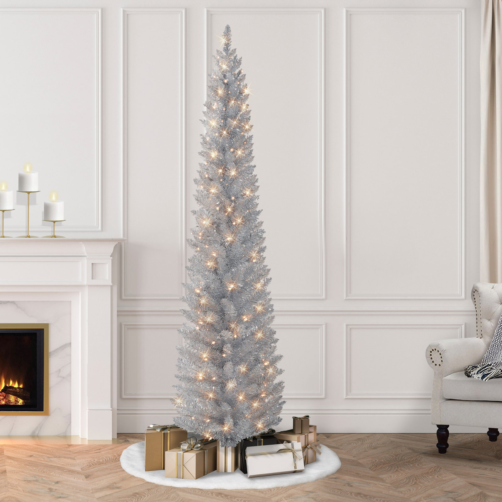 Grodin Lighted Artificial Christmas Tree, 7'