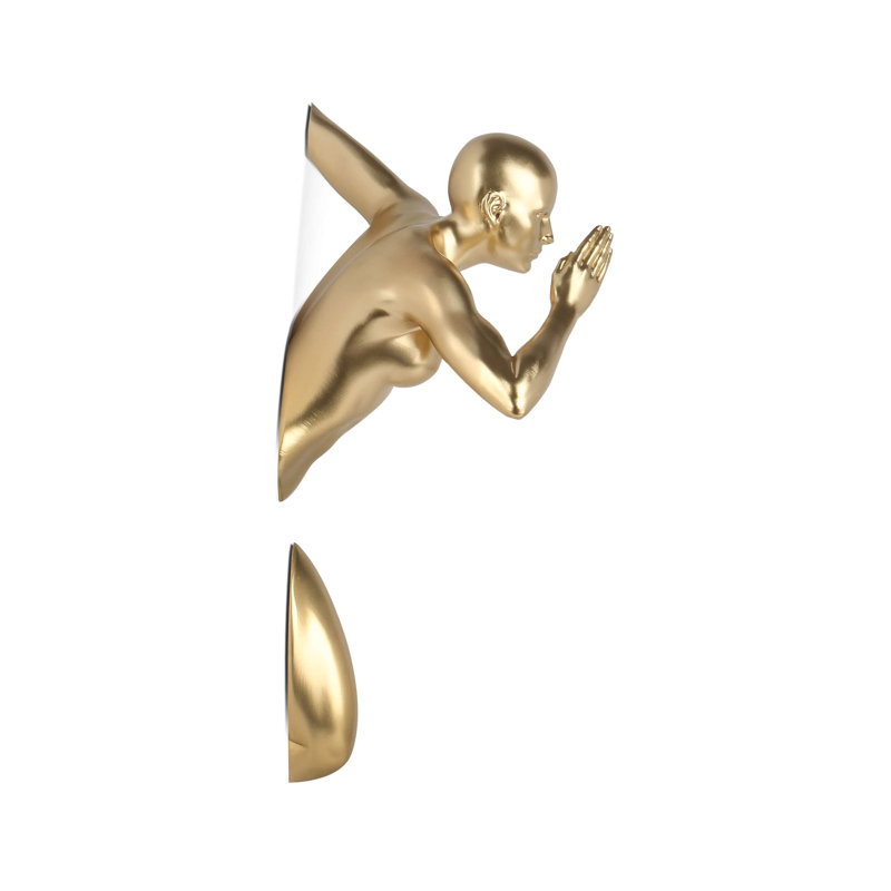 Handmade Modern People Wall Decor on Resin, Gold
