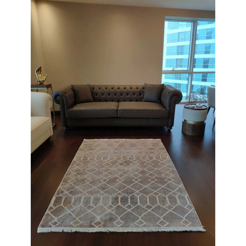 Tapis en coton avec envers antidérapant Lanney, Rectangle 2 pi 7 po x 8 pi 2 po