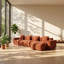 Canapé modulaire en velours 4 places l 138,58 po x P 59,84 po x H 31,1 po