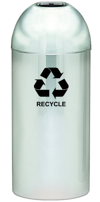 Poubelle de recyclage 15 gallons Dome Top, Chrome poli