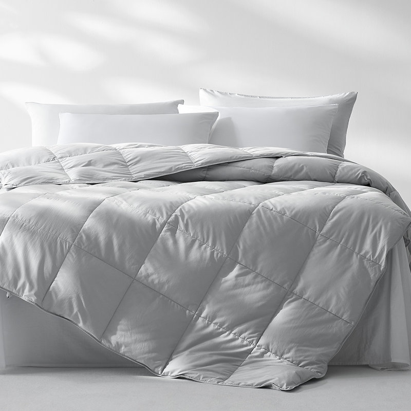 Pacific Coast Tencel Lyocell Lightweight Goose Feather & Down Fiber Comforter, Light Gray, King