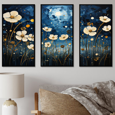 «Midnight Indigo Buttercups II - Buttercups», ensemble de reproduction d'art mural