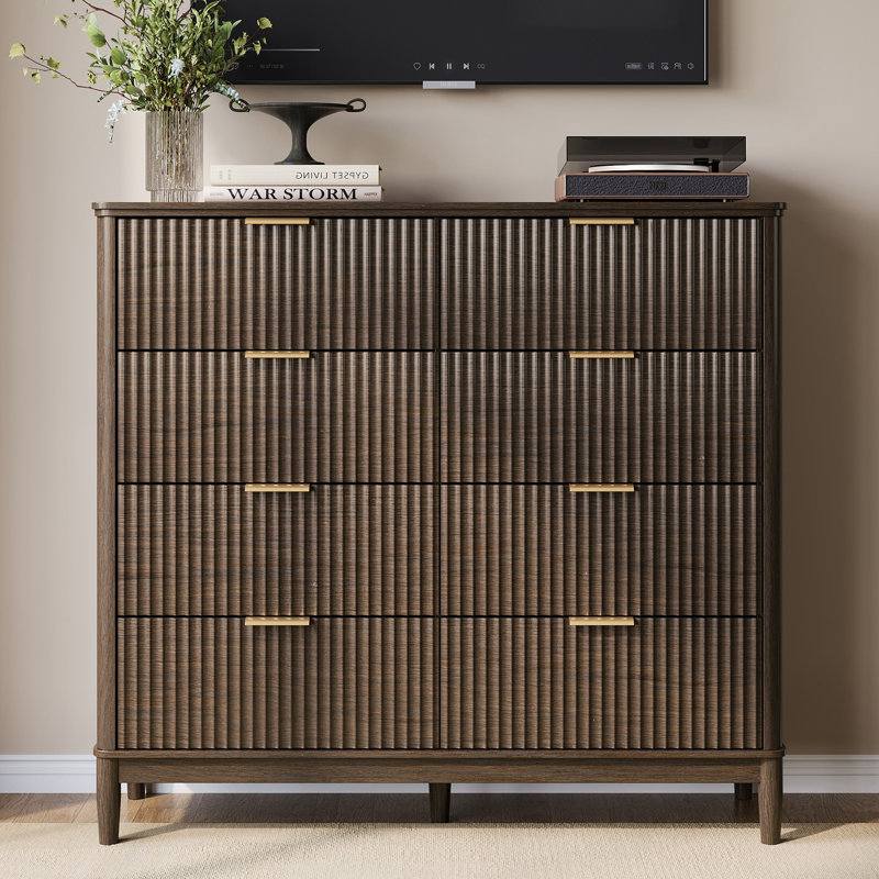 Soren 8-Drawer Dresser With Solid Wood Legs, Dark Brown