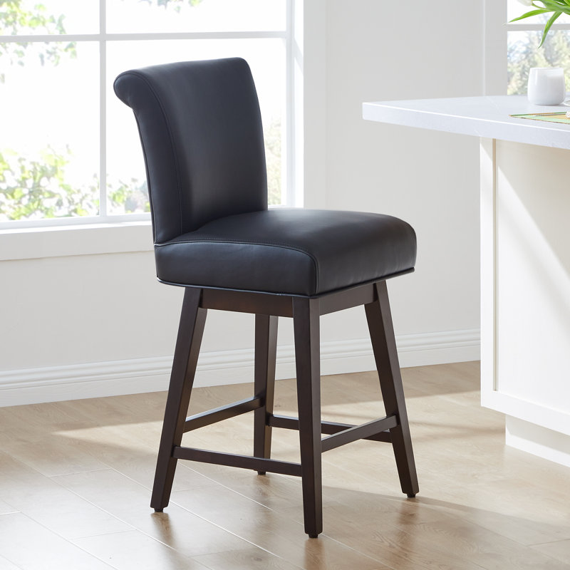 Alanys Swivel Upholstered Counter Stool, Black