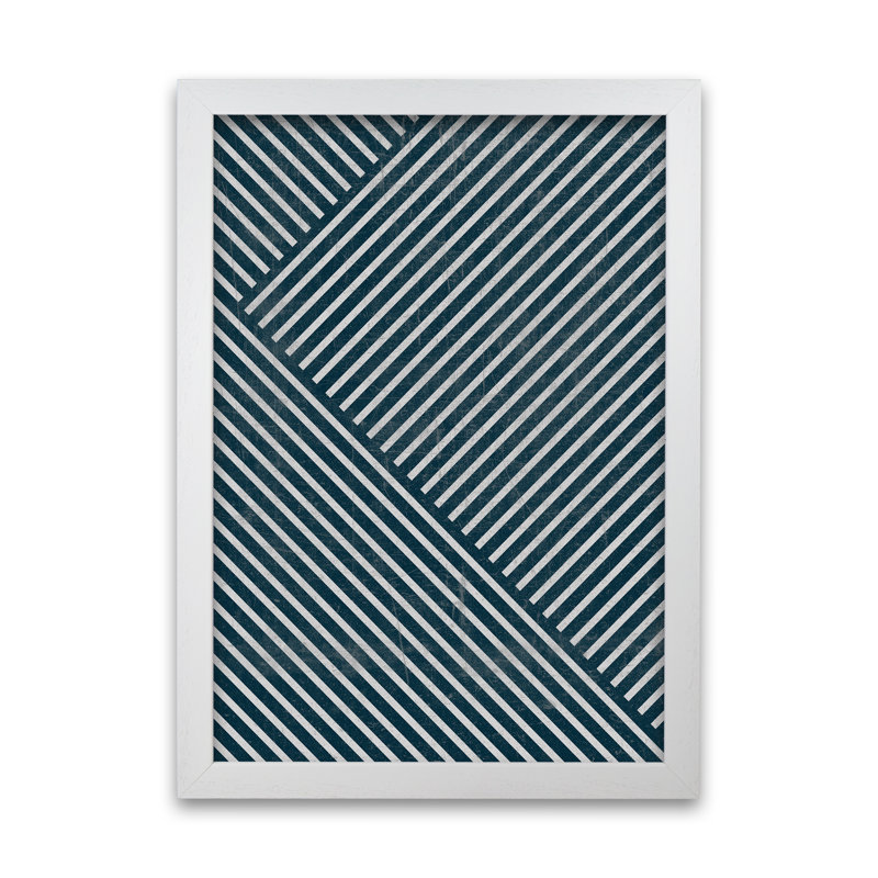 Navy Blue Abstract A - Print, 30cm H x 21cm W x 3cm D, White Frame