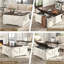 Coffee Table With Power Outlets And Hidden Storage, Square Wood Living Room Centre Table With Barn Door Design, Rustic White