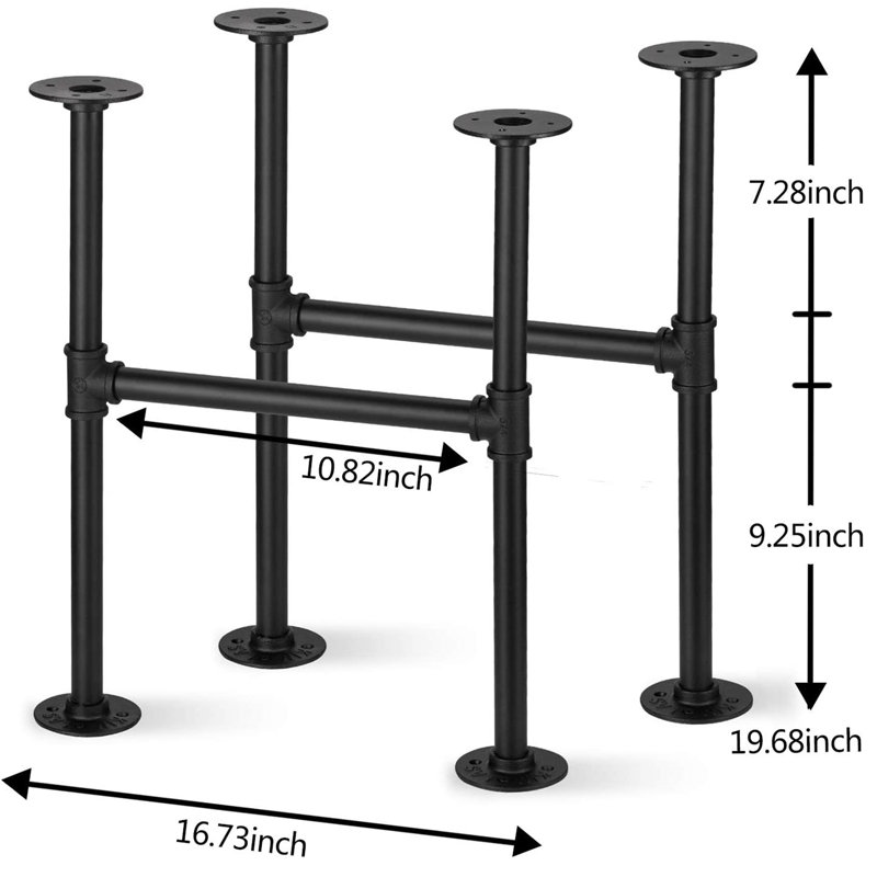 Pied de table en forme de H Arczi, H 20 po x l 16,73 po x P 3,45 po