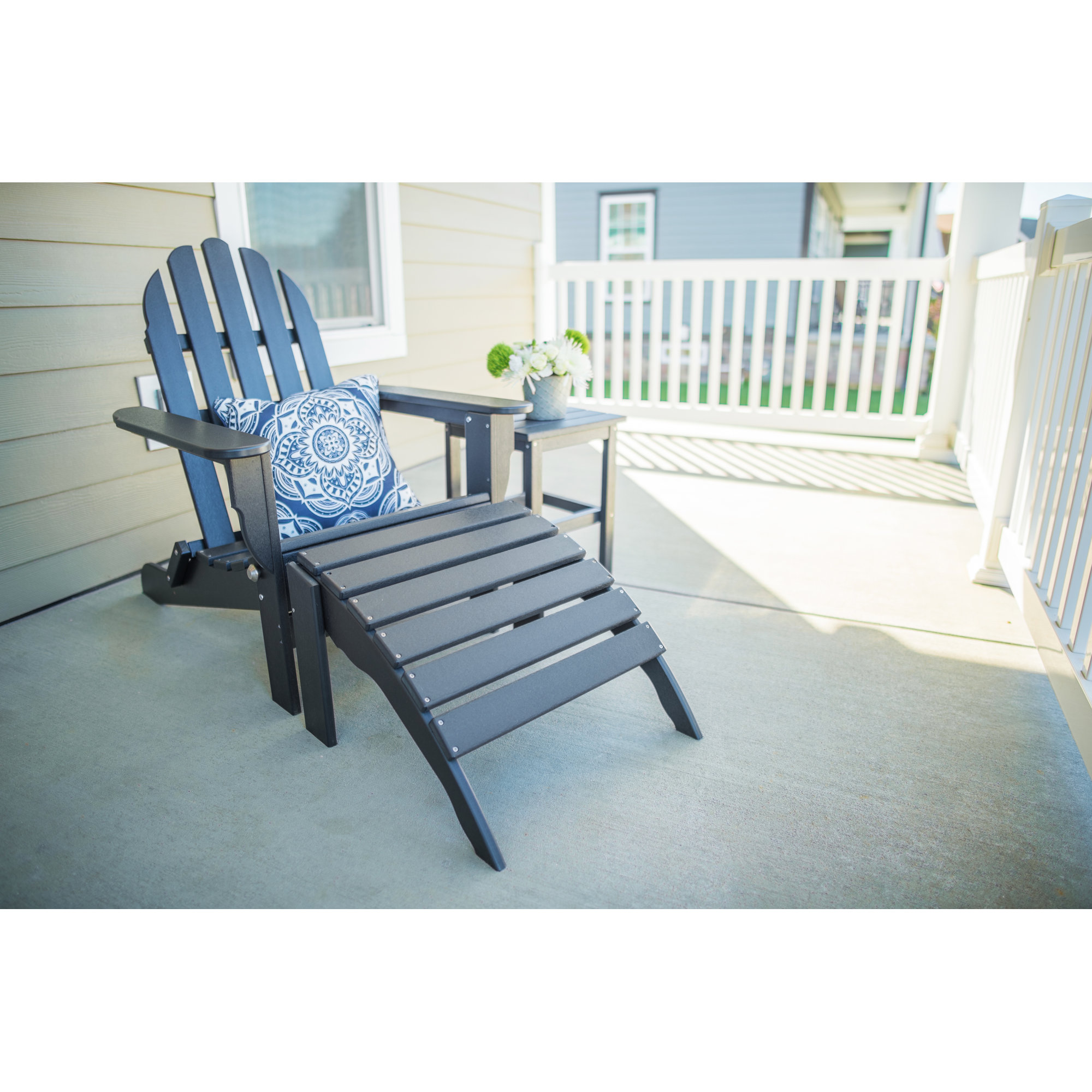 Leighton Foldable Outdoor Adirondack Set, Black