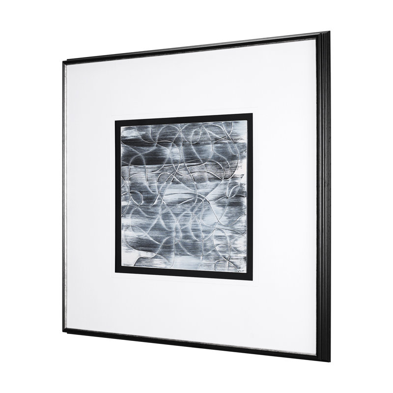 Continu Strand I par Hardip Kaur, reproduction d'art encadrée sous verre, 42.0L x 2.5W x 42.0H, Continuous Strand I, Noir