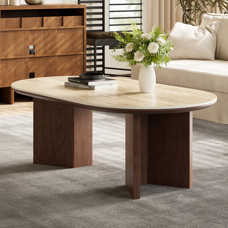 Brown Coffee Table with 2 Legs
