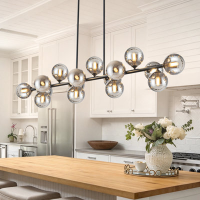 16 - Lustre spoutnik linéaire noir pour la salle à manger