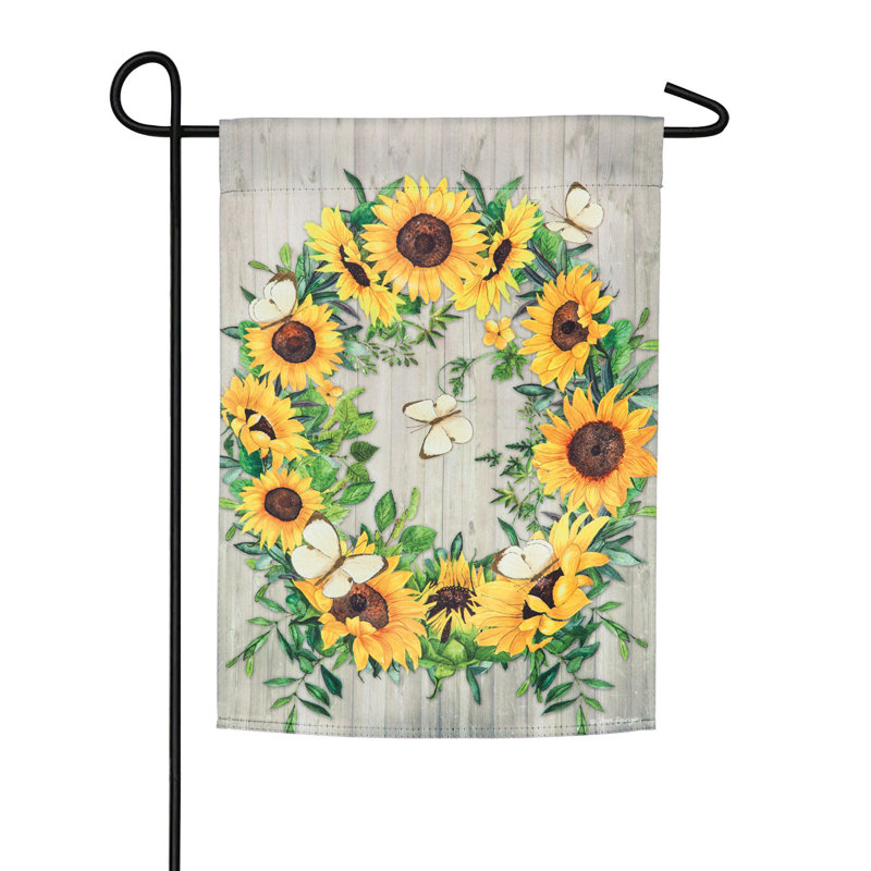 Couronne de tournesol 2 faces 18 x 13 po drapeau de jardin