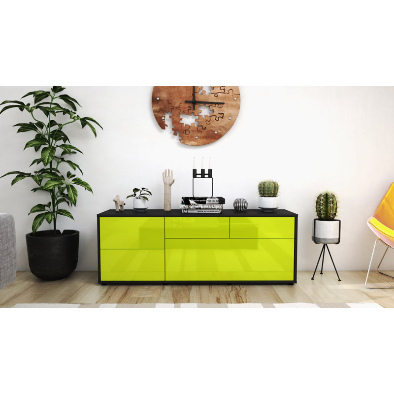 Yeates TV Stand for TVs up to 60", High-gloss Green / Matte Anthracite