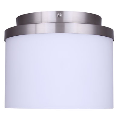 Brunner 1 Light 9-Inch Flush Mount Ceiling Light, Brushed Nickel Finish with Flat Opal Glass