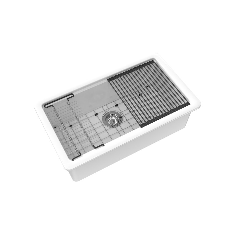 CASAINC 33" L Undermount Single Bowl Fireclay Kitchen Sink