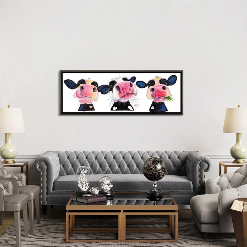 «The Nosy Cows» par Shirley Macarthur - impression d'art graphique panoramique, H 20 po x l 60 po x P 1,5 po