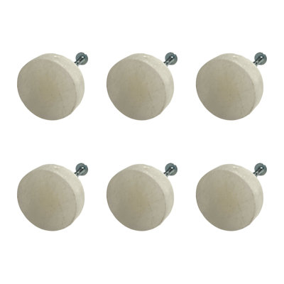 Ensemble de six boutons de tiroir en pierre blanc cassé