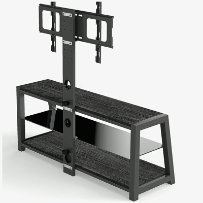 Wooden Storage TV Stand Tempered Glass Height Adjustable Universal Swivel Entertainment Center With Mount TV Stand