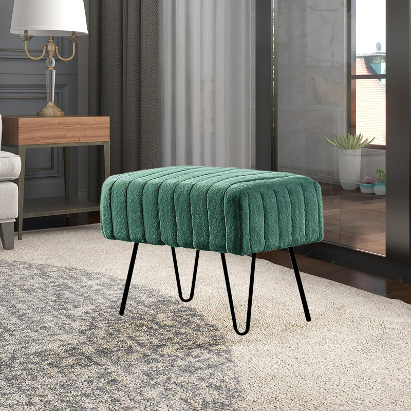 Defranco Upholstered Ottoman, Eden Faux Fur
