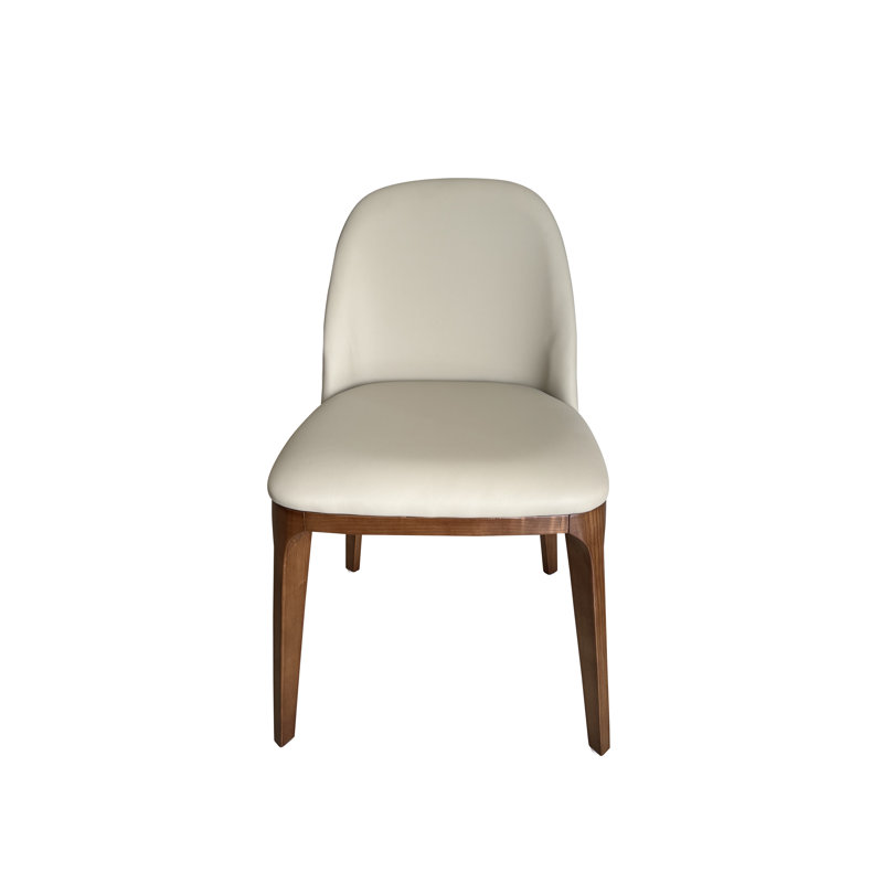Matney 18'' H Faux Leather Upholstered Ash Side Chair, Cream