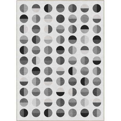 Well Woven Apollo Split Dot White Mid-Century Modern Geometric Flat-Weave Rug