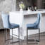 Tabouret de bar bleu de 26 po à hauteur de comptoir, velours moderne avec dossier à boutons et garniture de rivets, base stable en métal chromé pour la cuisine et la salle à manger, 2 pièces-518910829