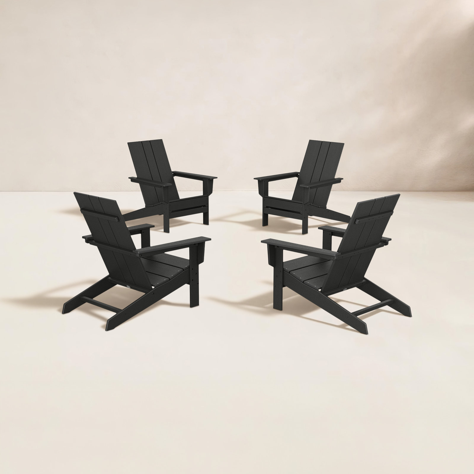 POLYWOOD® x 4-Person Low-Profile Adirondack Outdoor Seating Group, Black