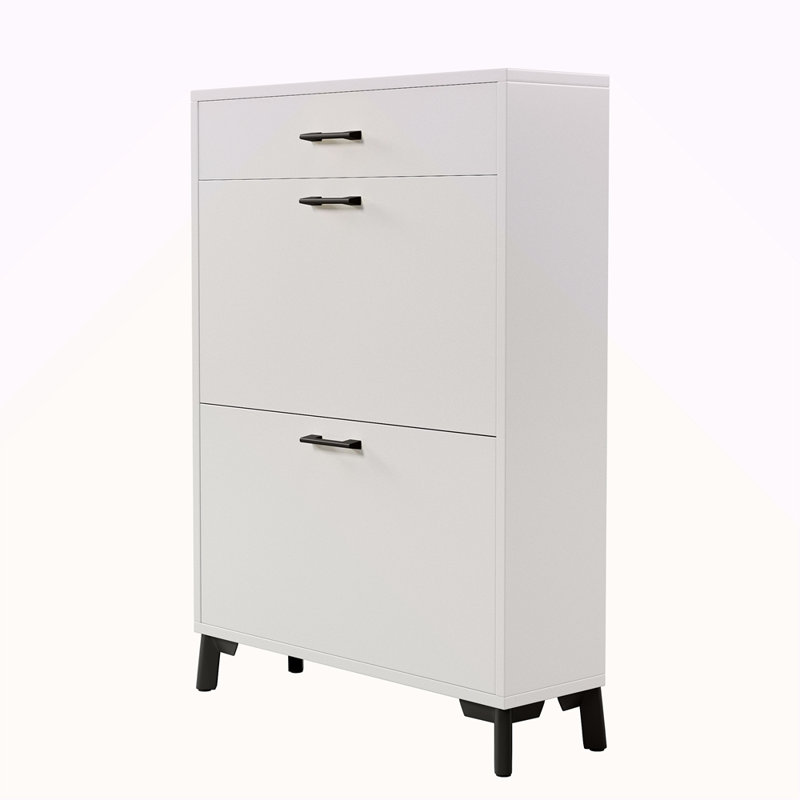 Shoe Storage Cabinet For Entryway, Free Standing Shoe Organizer With 2 Flip Drawers, Hidden Shoe Rack Storage Organizer For Doorway Hallway Closet
