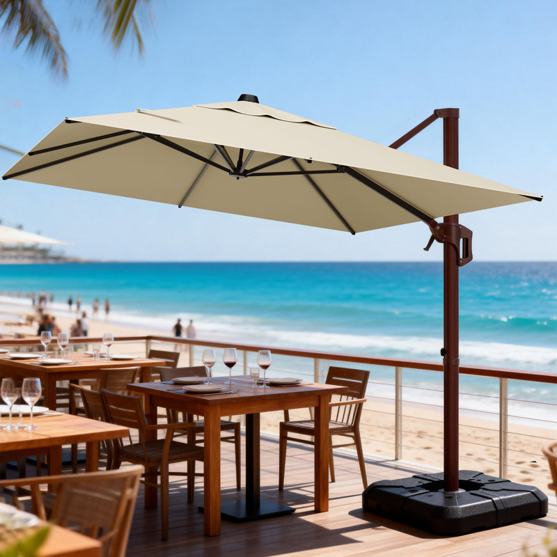 Parasol d'extérieur en porte-à-faux 9 'X 12' avec manivelle, L 144 po x P 108 po, Beige