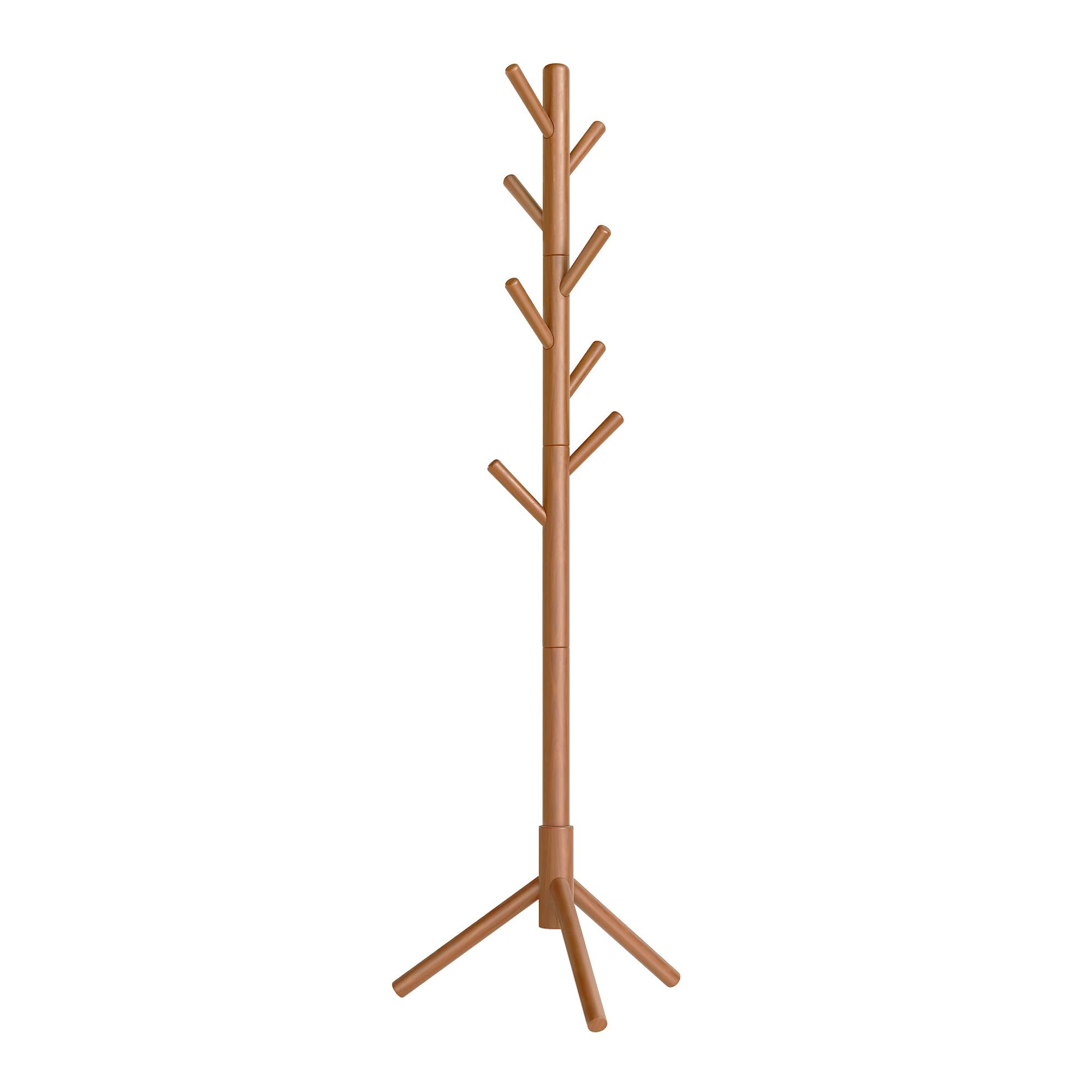 Latitude Run® 8-Hook Solid Wood Coat Tree, Freestanding Tree-Shaped ...