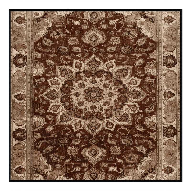 Tapis brun lavable à la machine, Carré 7 pi