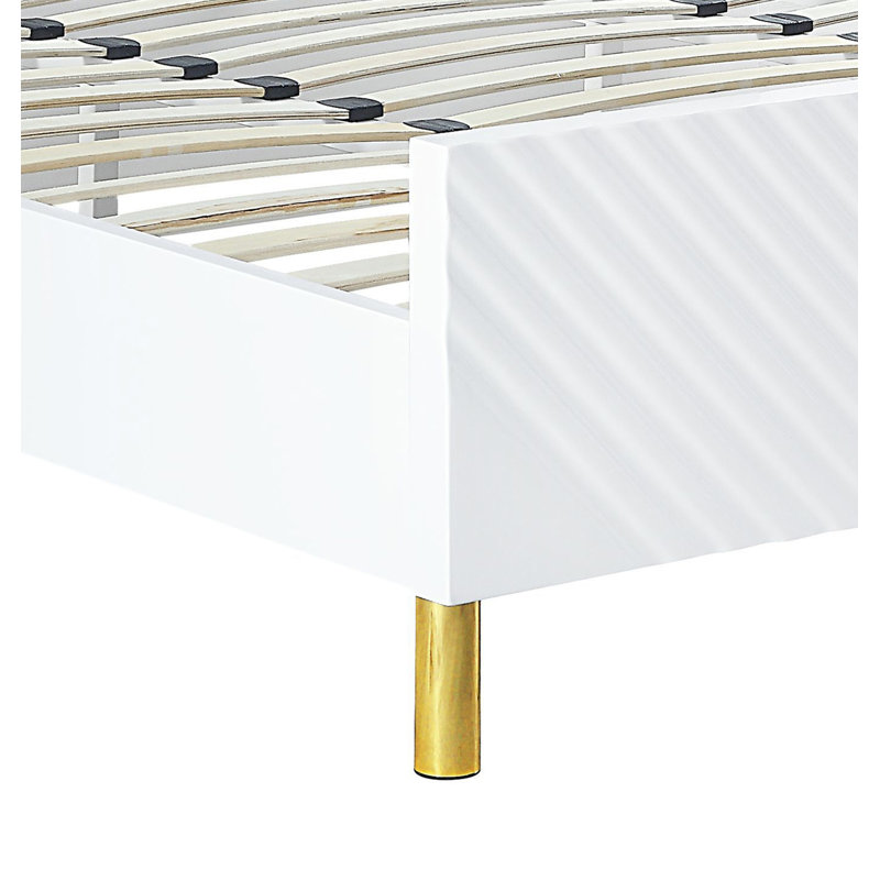 Lit Gaines de haute qualité avec finition haute brillance, motif à vagues et structure robuste pour une expérience de sommeil confortable