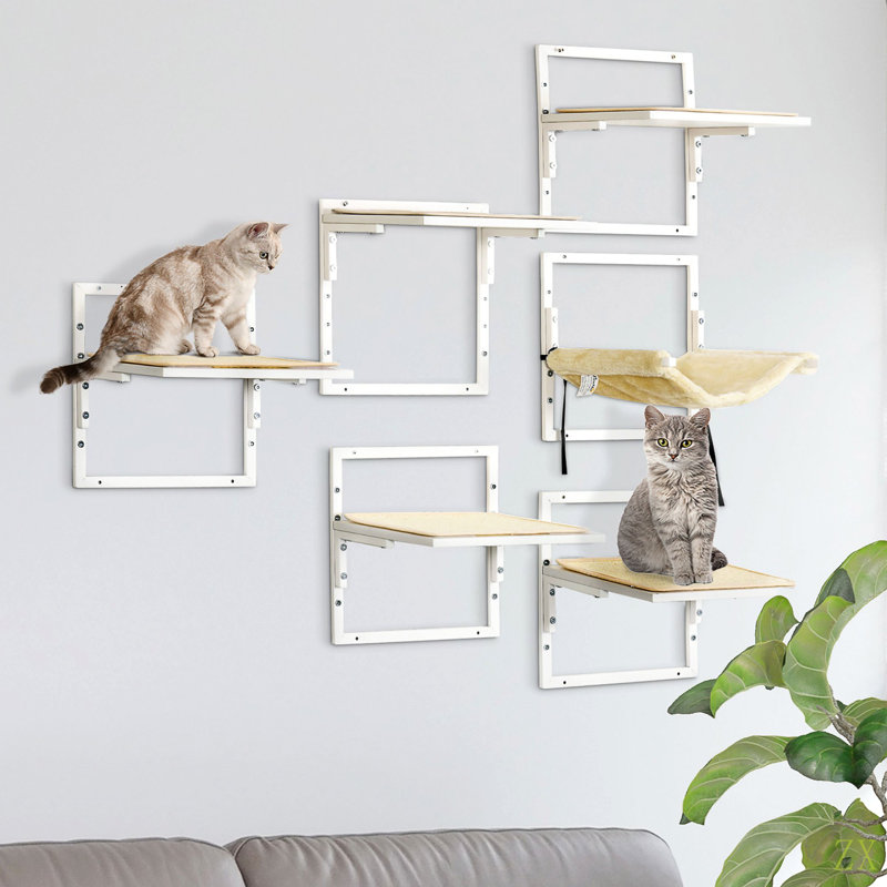 Ensemble de tablettes murales pour chat 6 pièces Pawhut