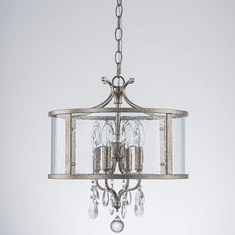 Luminaire suspendu cylindrique en cristal 4 lumières