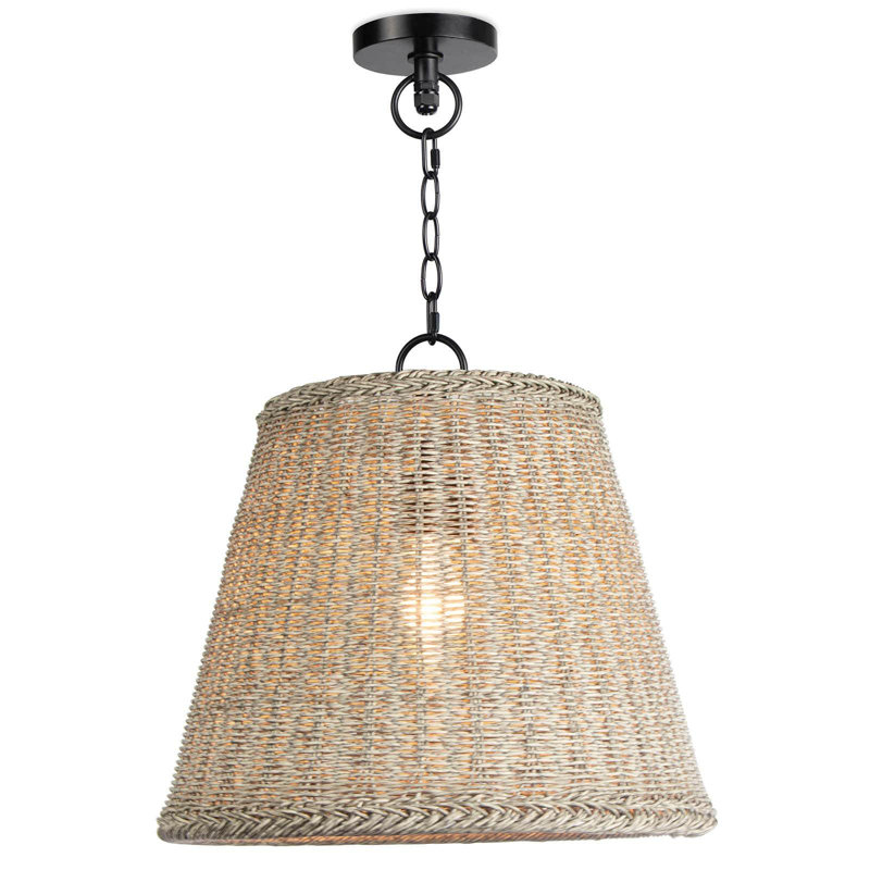 Augustine Whitewashed Wicker 1-Light Outdoor Pendant