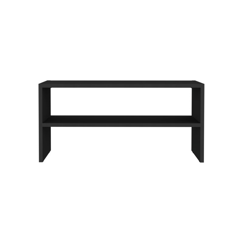 Norris shoe rack in melamine with 2 shelves, Black