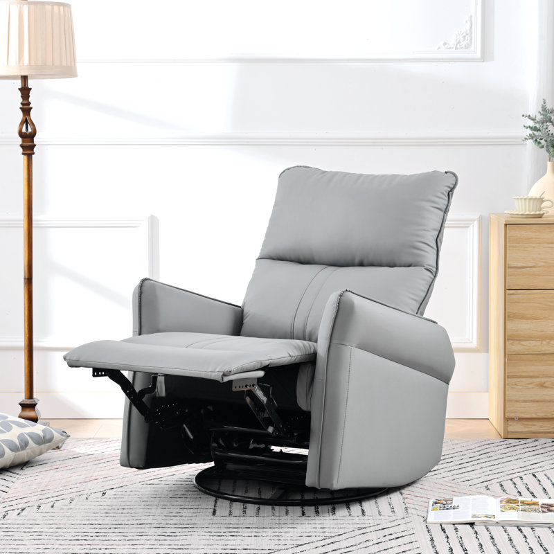 Tyvan Faux Leather Recliner, Blue-Gray, Manual