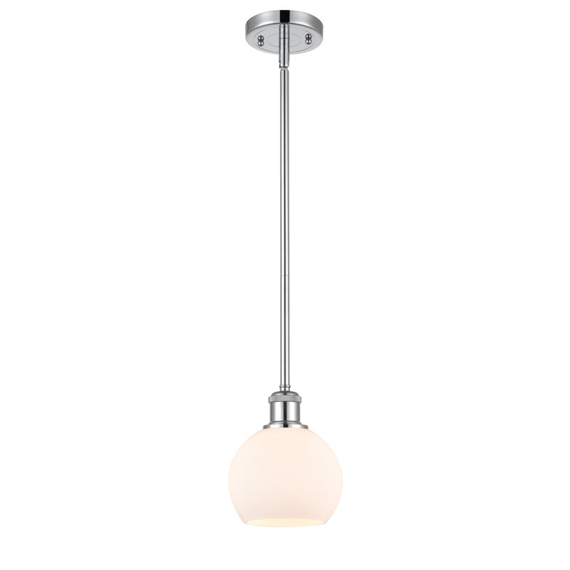 Luminaire suspendu sphère 1 lumière Cindi, Blanc, H 7,88 po x l 6 po x P 6 po, Chrome poli