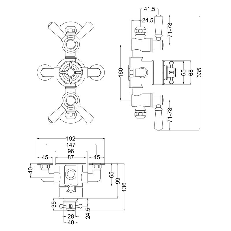 Triple Exposed Shower Valve