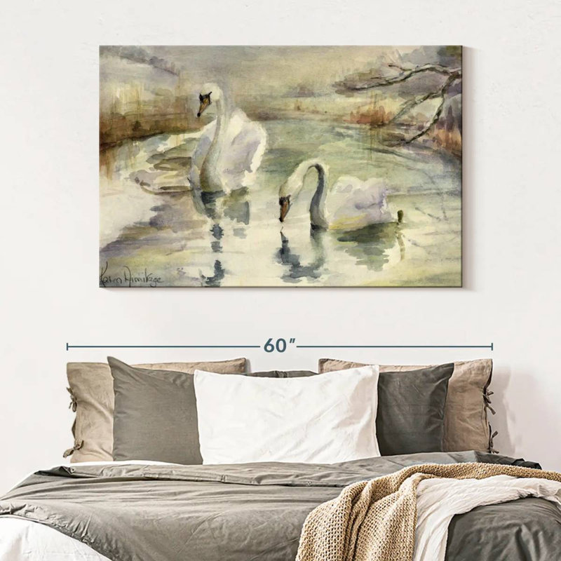 Cygnes en hiver, H 34 po x l 51 po
