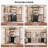 61.8"-91.3" W  Pipe Clothing Rack Wall Mounted  With 4 Expandable Rods, 2 Drawers, And 6 Wooden Shelves-1652269086