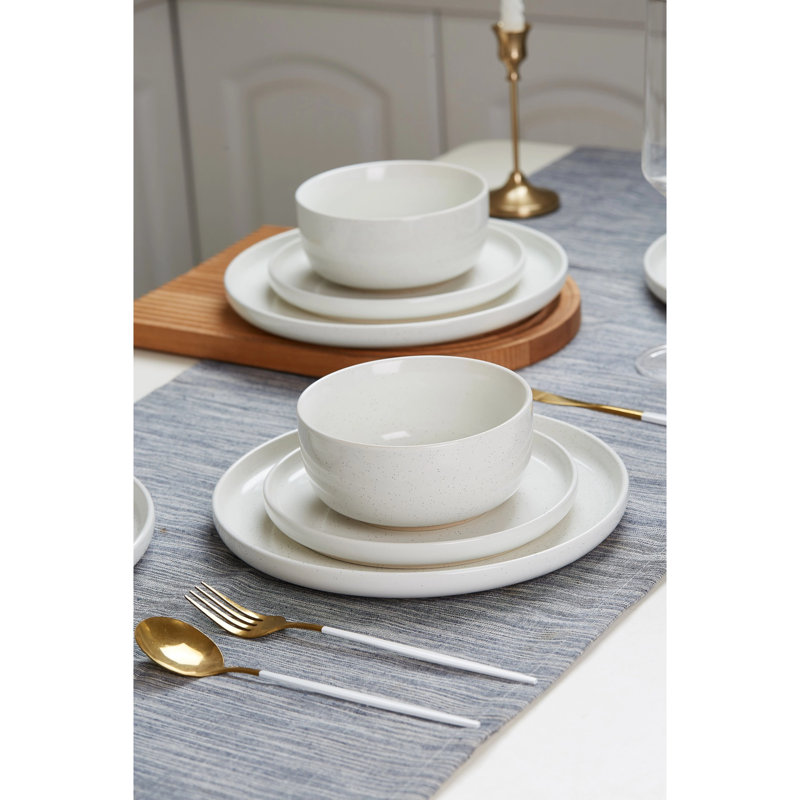 Service de table en grès 24 pièces Famiware - Service pour 8, Blanc