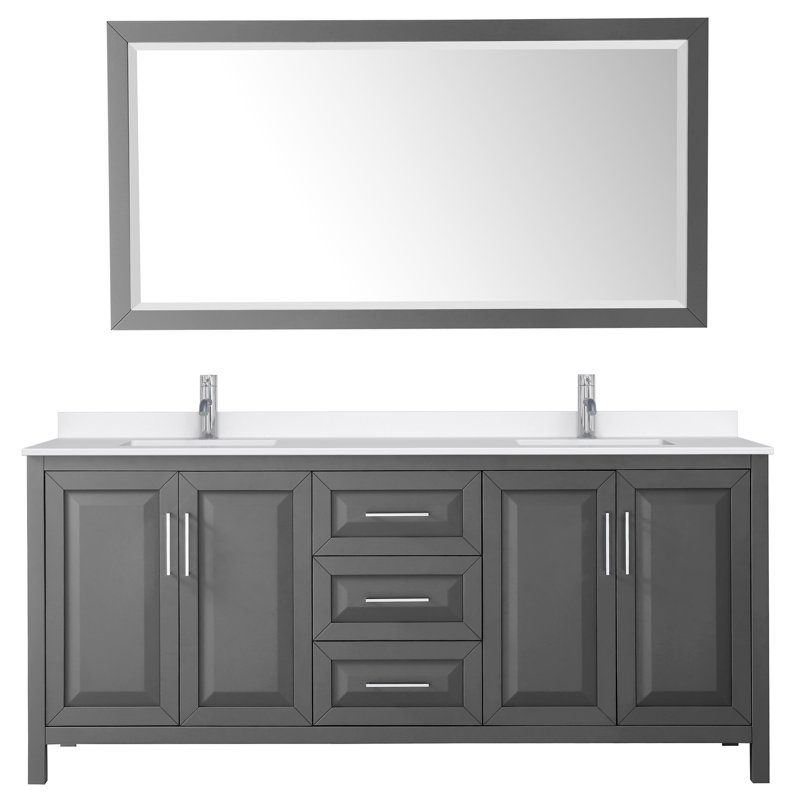 Daria 80'' W Vanity, Polished Chrome, Gray, Giotto Quartz