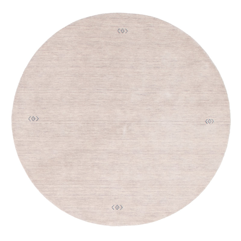 Tapis gris clair en laine noué à la main de conception unique nouvel âge 5 pi 10 po x 5 pi 10 po Sundhya