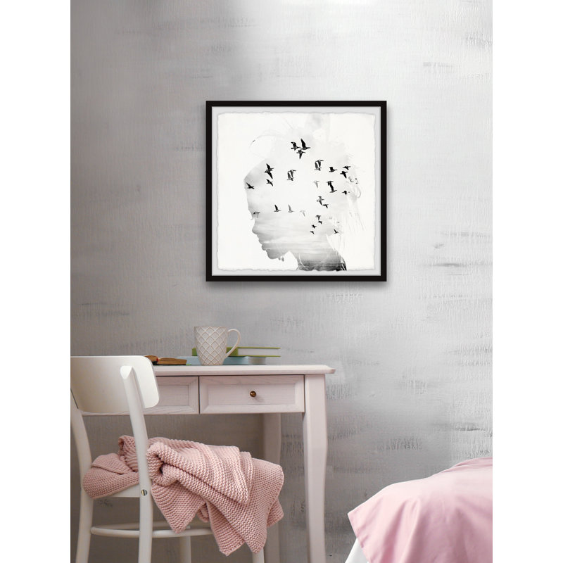 «Birds And Silhouette», reproduction encadrée, L 12 po x H 12 po